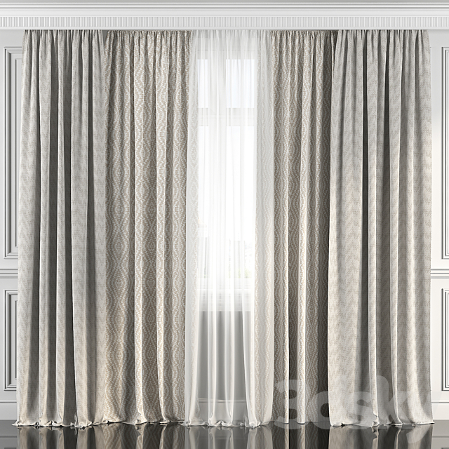 Curtains with window 186 3ds Max - thumbnail 1