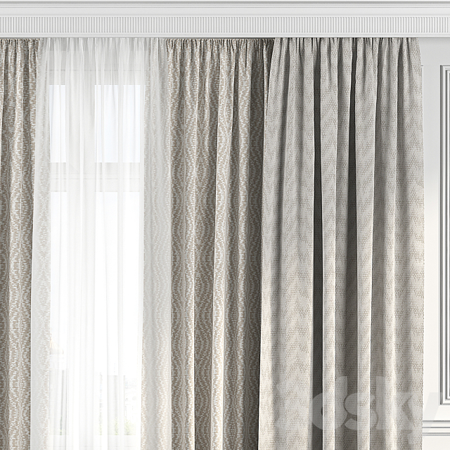 Curtains with window 186 3ds Max - thumbnail 2