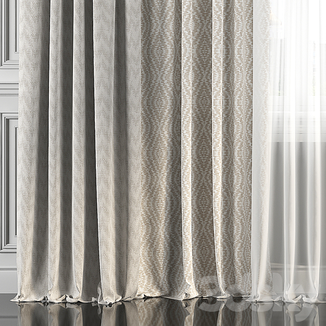 Curtains with window 186 3ds Max - thumbnail 3