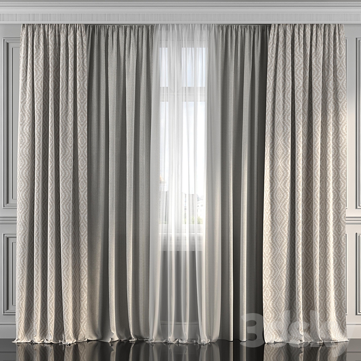 Curtains with window 190 3DS Max - thumbnail 1