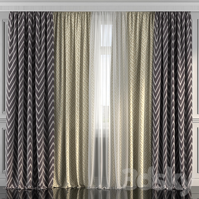 Curtains with window 195 3ds Max - thumbnail 1