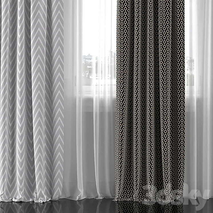 Curtains with window 196C 3DS Max - thumbnail 2