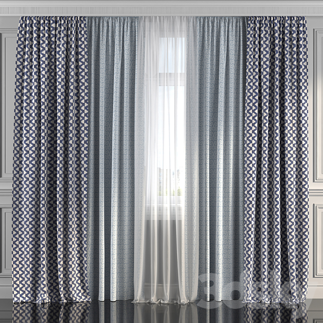 Curtains with window 212 3ds Max - thumbnail 1