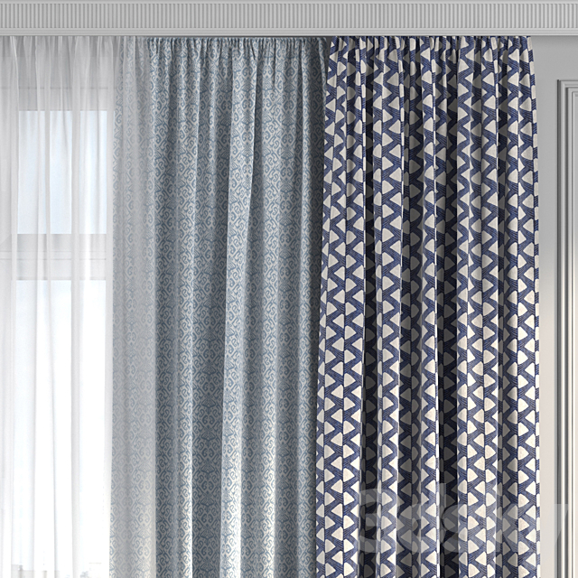 Curtains with window 212 3ds Max - thumbnail 2