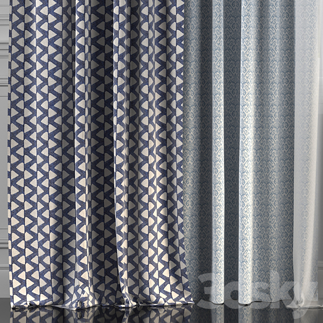 Curtains with window 212 3ds Max - thumbnail 3