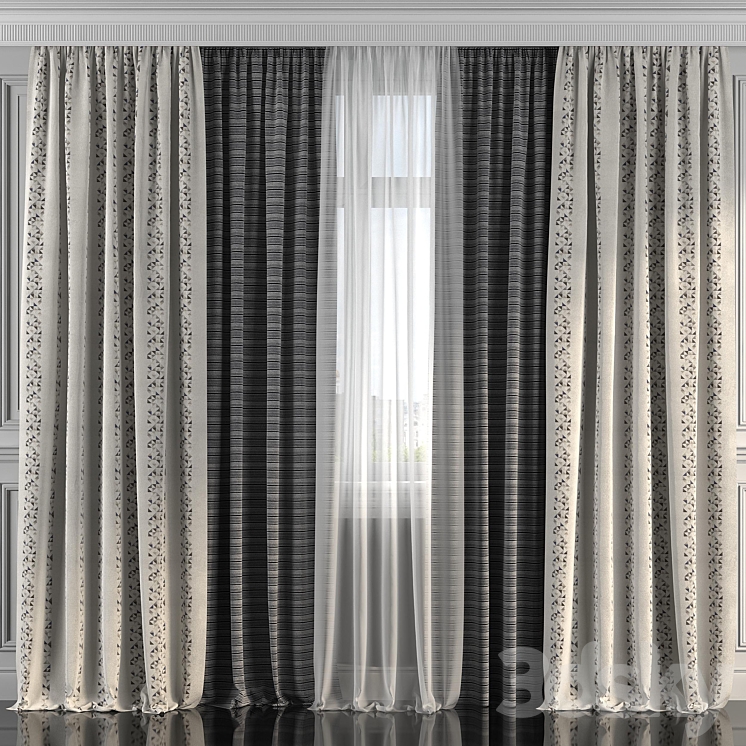 Curtains with window 233 3DS Max - thumbnail 1