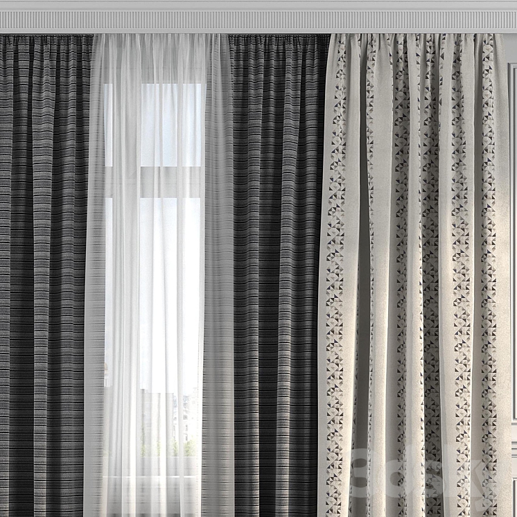 Curtains with window 233 3DS Max - thumbnail 2