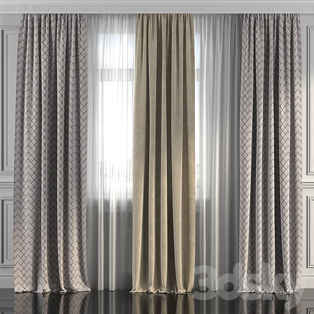 Curtains with window 283 3ds Max - thumbnail 1