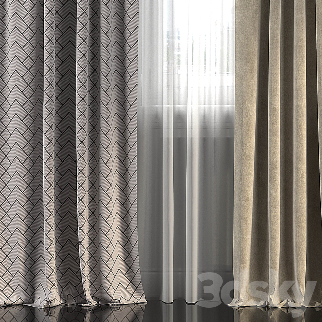 Curtains with window 283 3ds Max - thumbnail 3