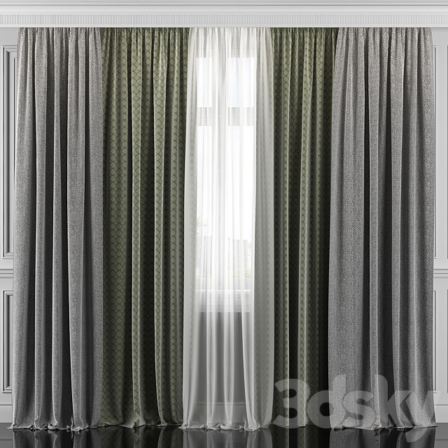 Curtains with window 305 3ds Max - thumbnail 1