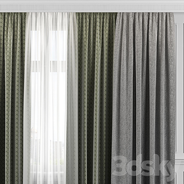 Curtains with window 305 3ds Max - thumbnail 2