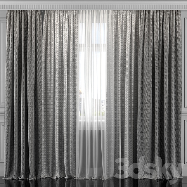 Curtains with window 309 3ds Max - thumbnail 1