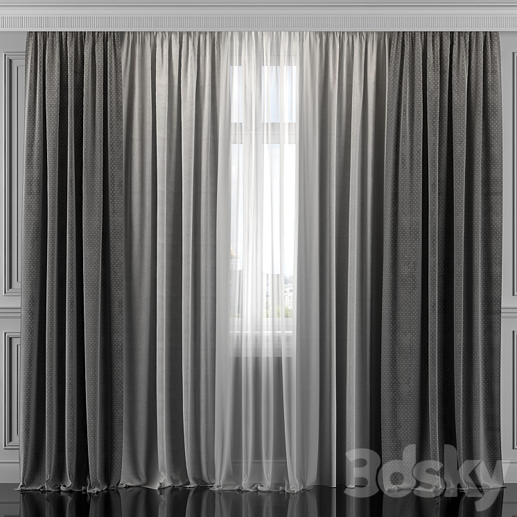 Curtains with window 311 3DS Max - thumbnail 1