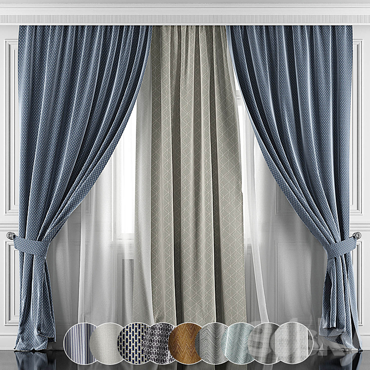 Curtains with window 360-365 3DS Max Model - thumbnail 1