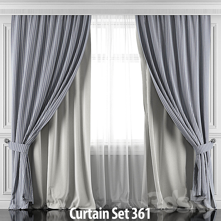 Curtains with window 360-365 3DS Max Model - thumbnail 2