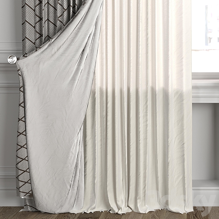 Curtains with window 484C 3DS Max - thumbnail 2