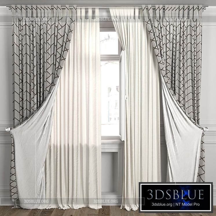 Curtains with window 484C 3DS Max - thumbnail 3