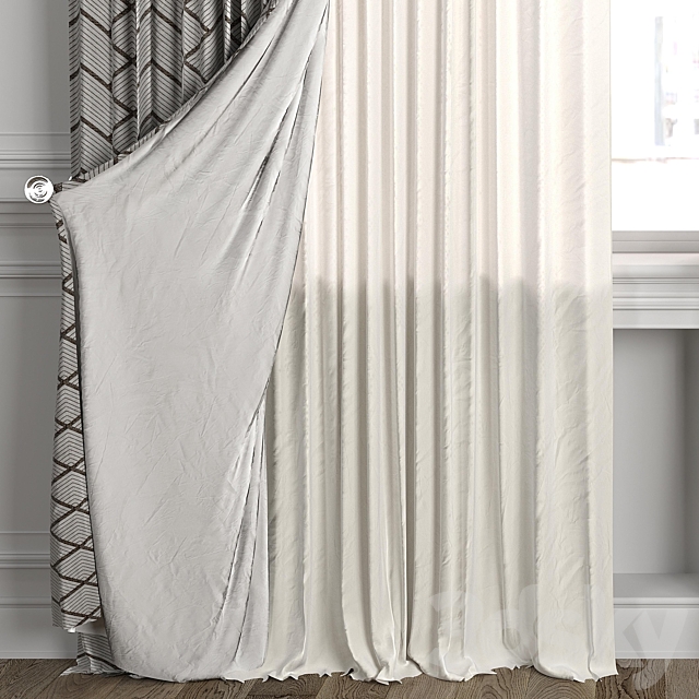 Curtains with window 484C 3DS Max Model - thumbnail 2