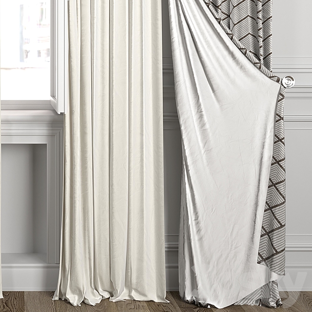 Curtains with window 484C 3DS Max Model - thumbnail 3