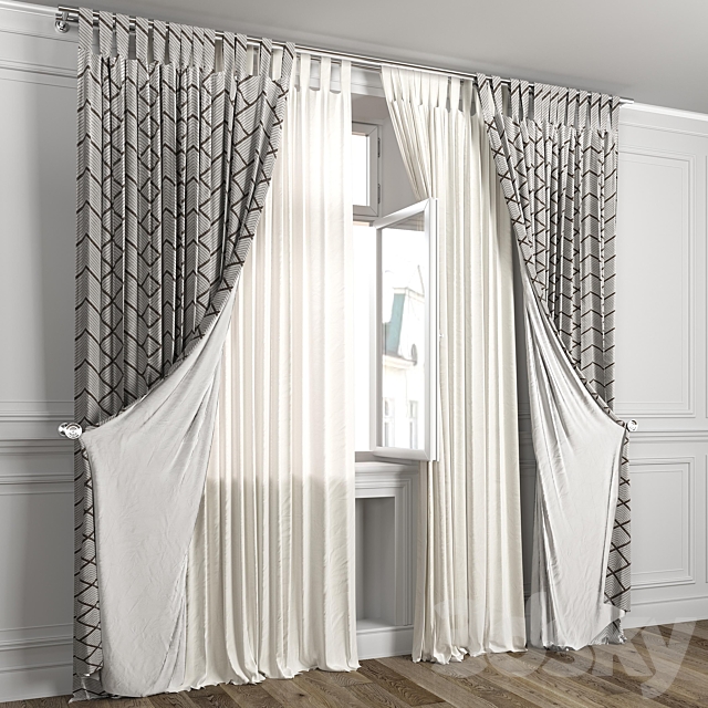 Curtains with window 484C 3DS Max Model - thumbnail 5