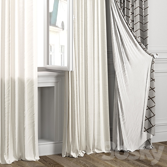 Curtains with window 484C 3DS Max Model - thumbnail 6