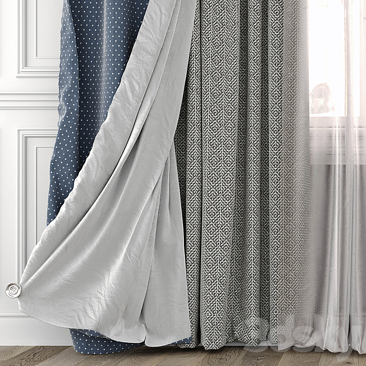 Curtains with window 493C 3DS Max - thumbnail 2