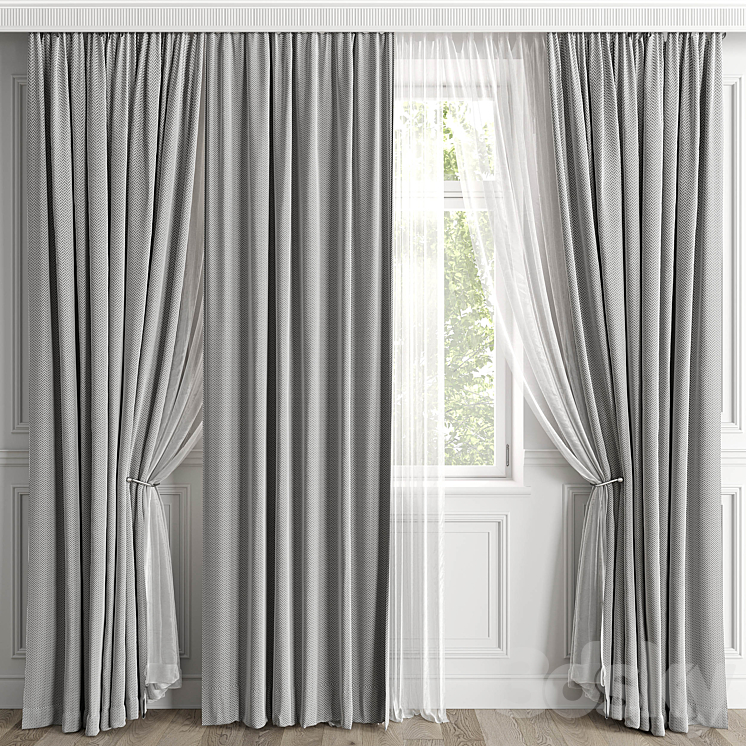 Curtains with window 497C 3DS Max - thumbnail 2