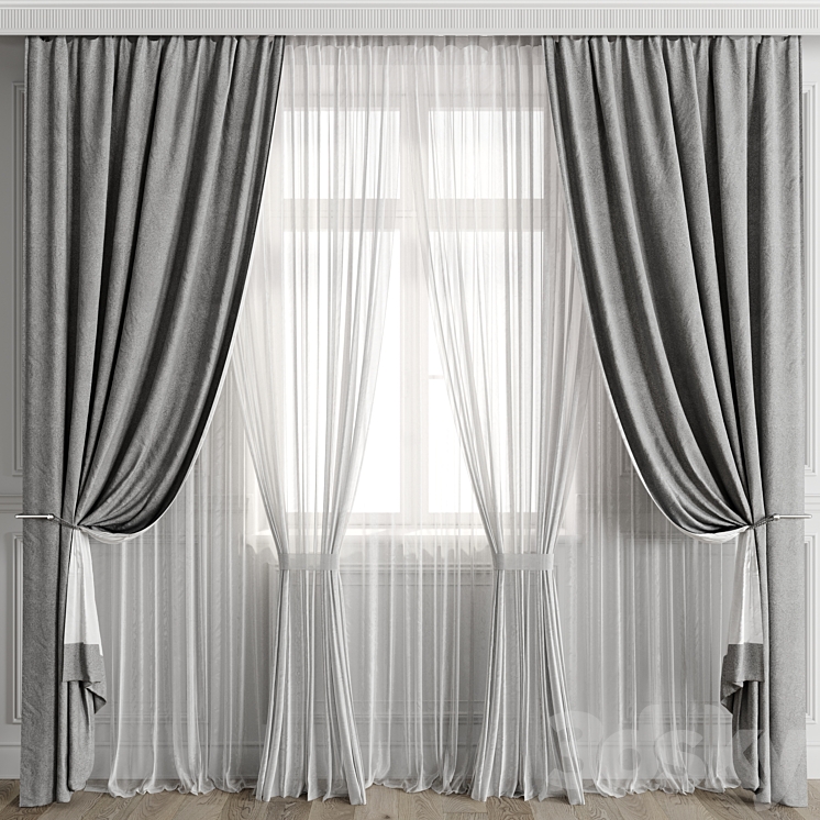 Curtains with window 501C 3DS Max Model - thumbnail 1