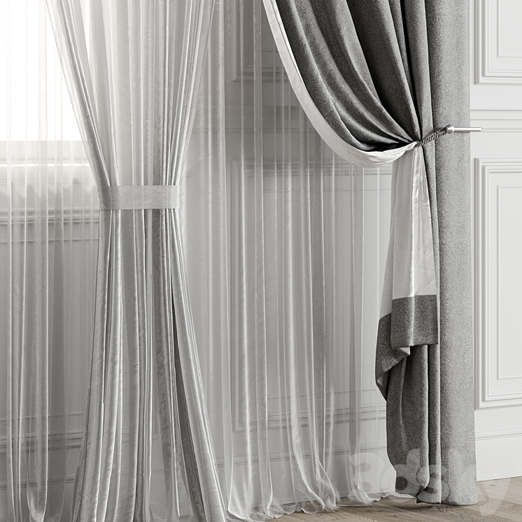 Curtains with window 501C 3DS Max Model - thumbnail 2