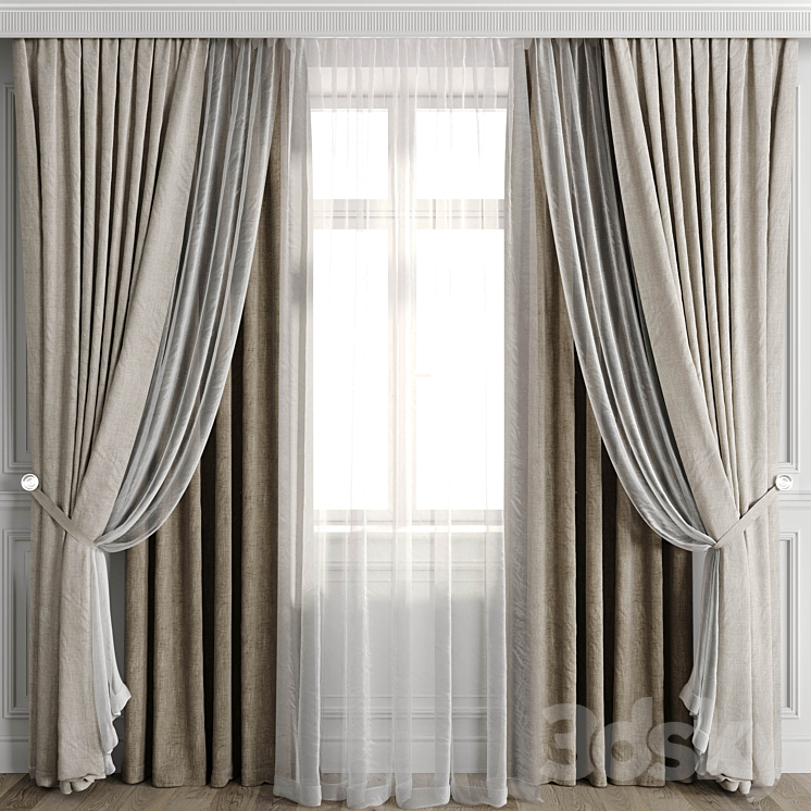 Curtains with window 502C 3DS Max Model - thumbnail 3