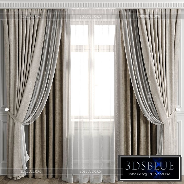 Curtains with window 502C 3DS Max - thumbnail 3