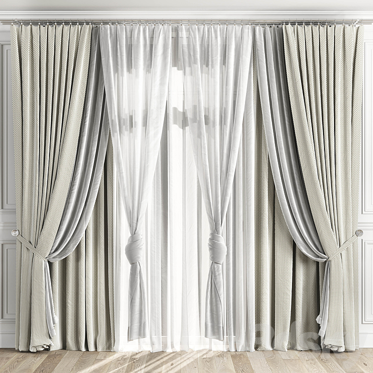 Curtains with window 510C 3DS Max - thumbnail 1