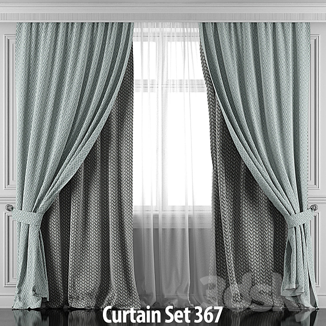 Curtains with window and moldings 366-371 3DS Max Model - thumbnail 2