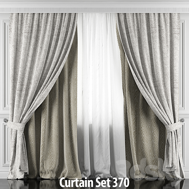 Curtains with window and moldings 366-371 3DS Max Model - thumbnail 5