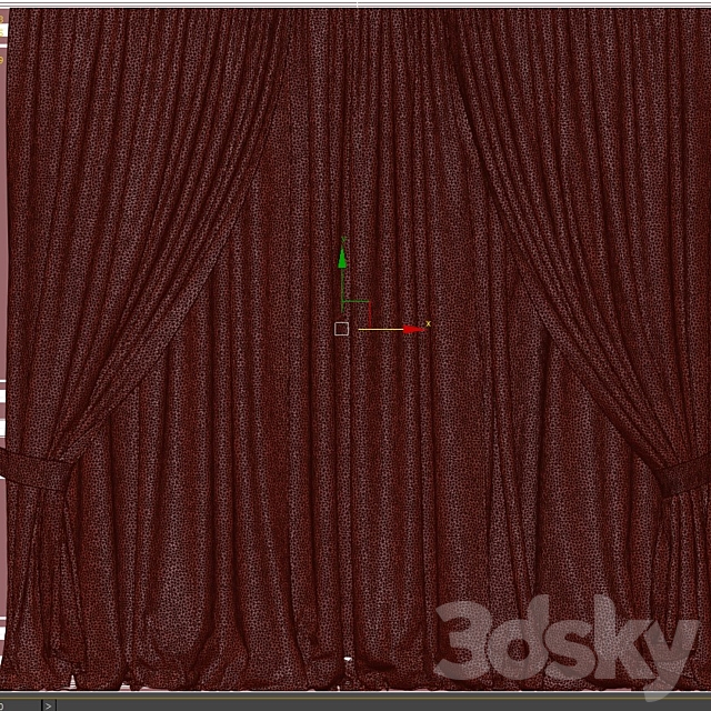 Curtains with window and moldings 366-371 3DS Max Model - thumbnail 7