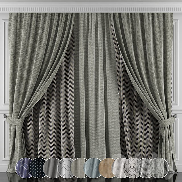 Curtains with window and moldings 426-431 3DSMax File - thumbnail 1