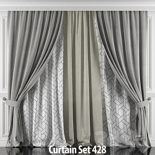 Curtains with window and moldings 426-431 3DSMax File - thumbnail 3