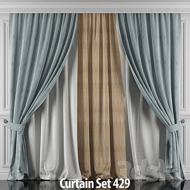 Curtains with window and moldings 426-431 3DSMax File - thumbnail 4