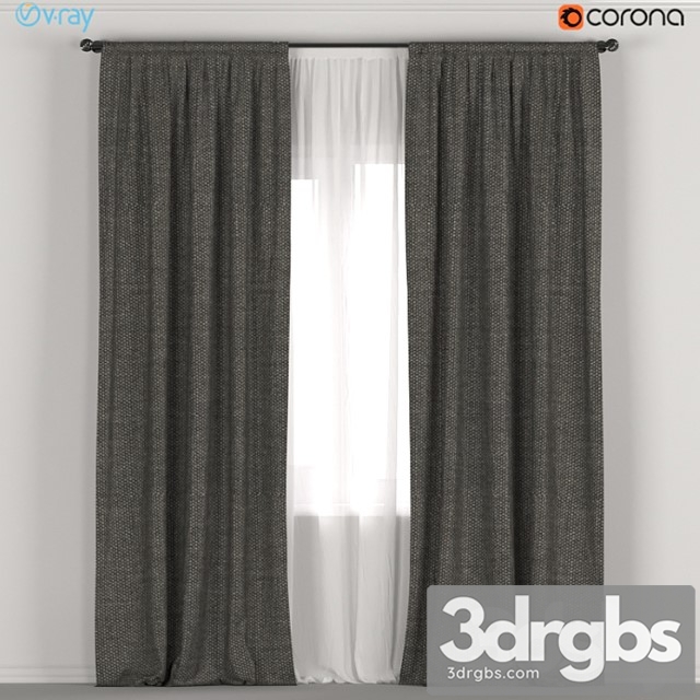 Dark curtains + tulle. 3dsmax Download - thumbnail 1