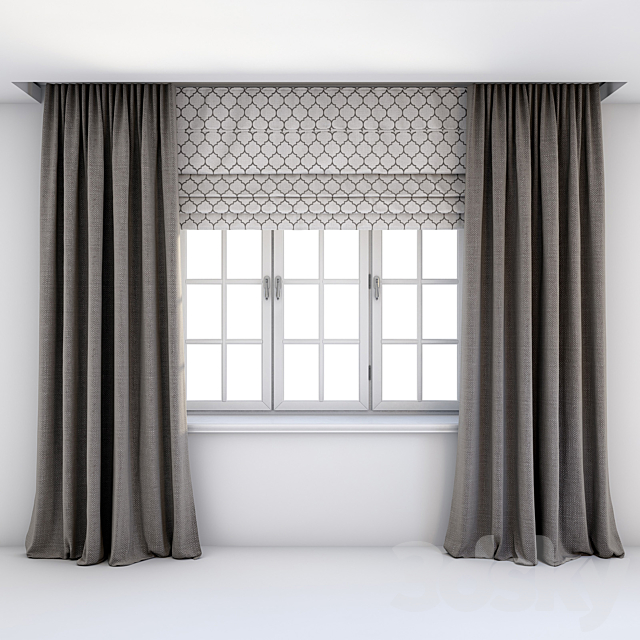 Direct curtains in the floor and Roman curtains 3DSMax File - thumbnail 1