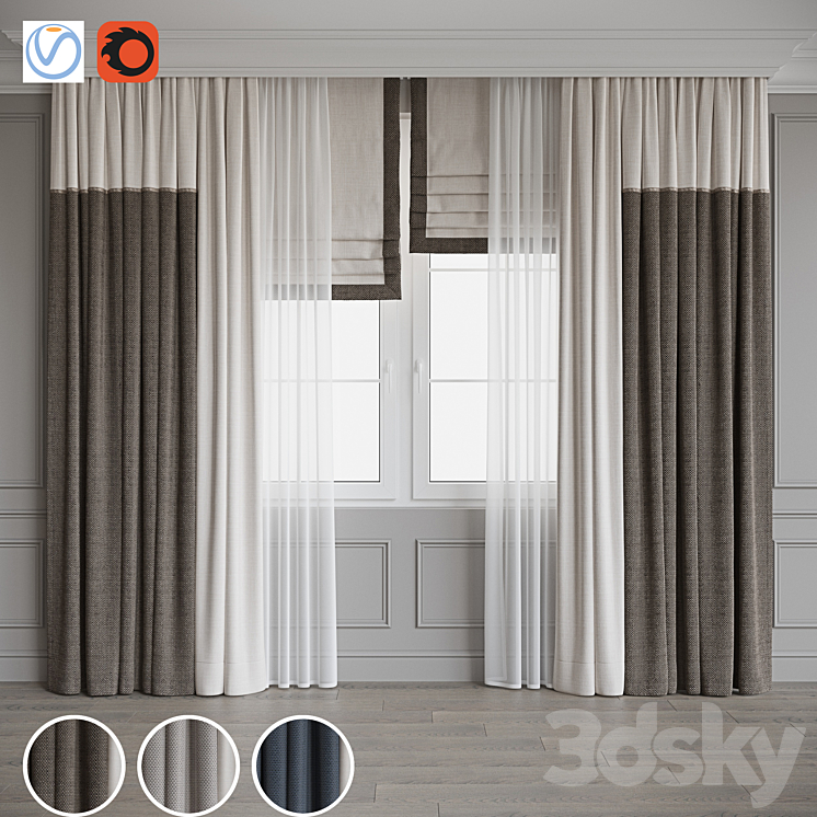 Drapery set 117 3DS Max Model - thumbnail 1