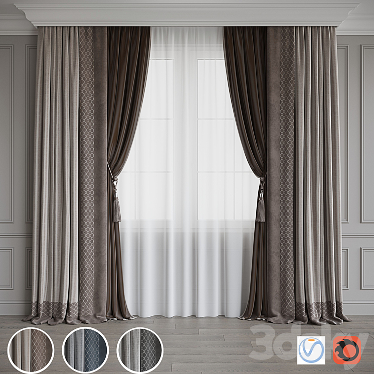 Drapery set 122 3DS Max Model - thumbnail 1