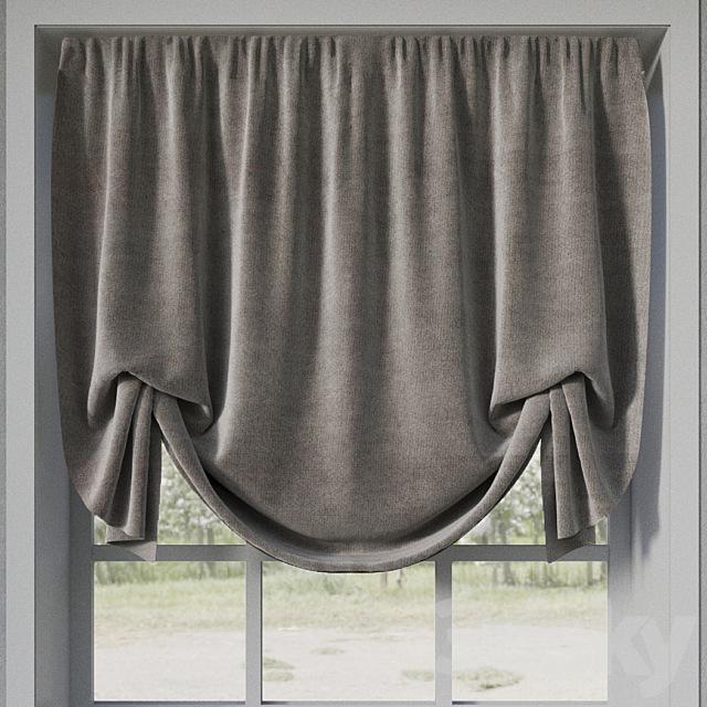 English curtain 3DS Max Model - thumbnail 1