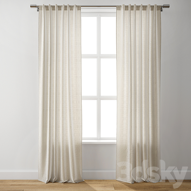 European Flax Linen Curtain – West Elm 3DSMax File - thumbnail 1