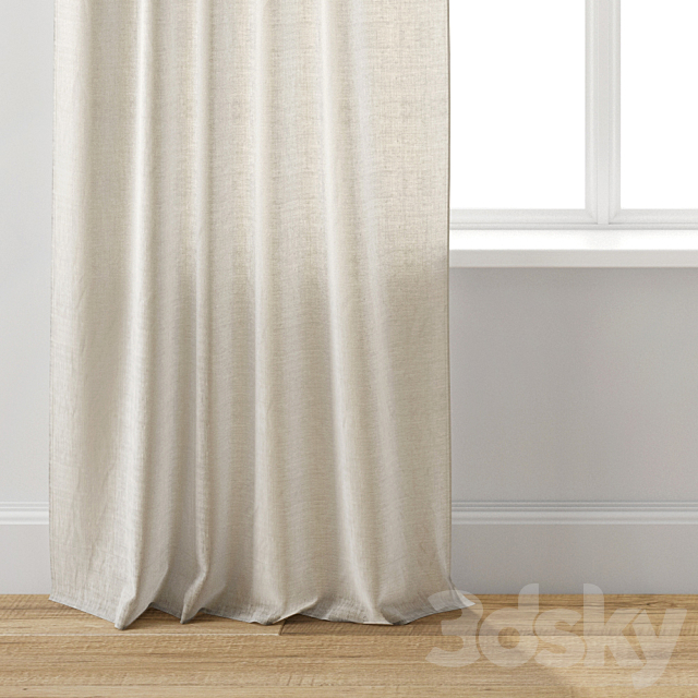 European Flax Linen Curtain – West Elm 3DSMax File - thumbnail 3