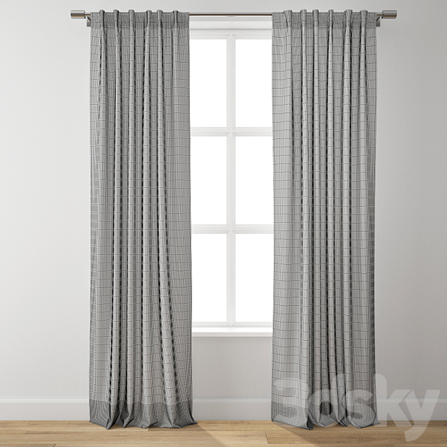 European Flax Linen Curtain – West Elm 3DSMax File - thumbnail 4