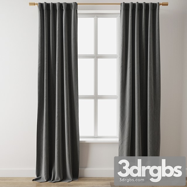 European flax linen graduated stripe curtain-west elm - thumbnail 1