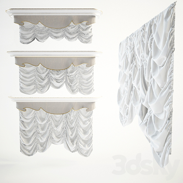 French curtain 3DS Max Model - thumbnail 1