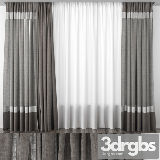 Gray-brown striped curtains - thumbnail 1