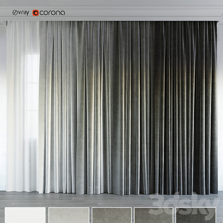 gray gradient curtain. 3DS Max - thumbnail 1